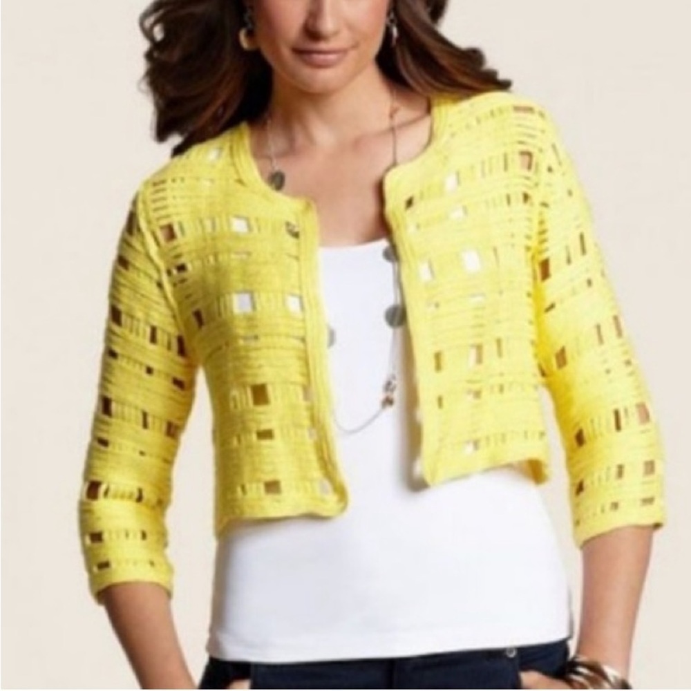 Chico’s‎ knit yellow versatile sweater Size 0